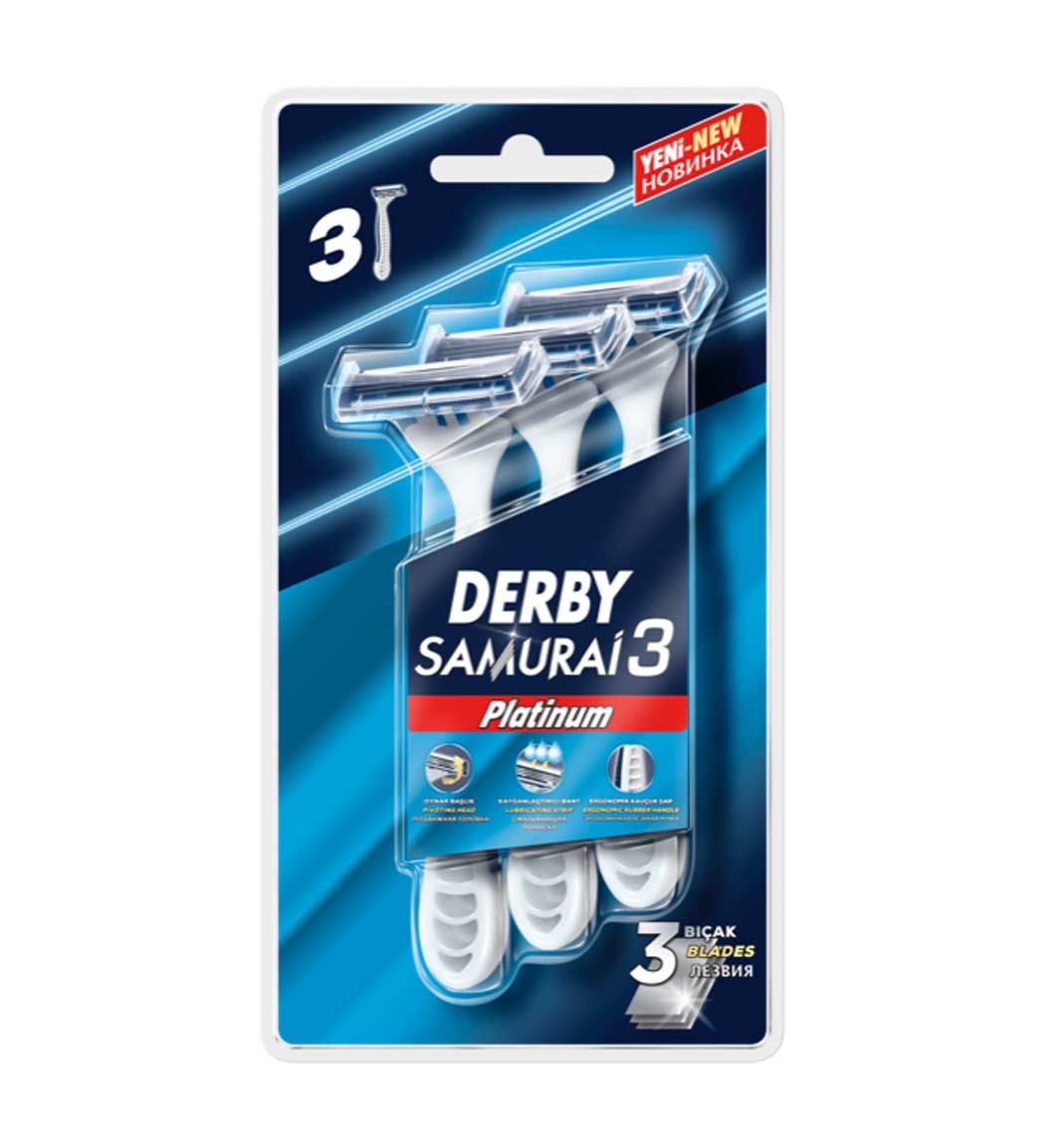 Samurai3 Platinum Shaver, 3-Piece Set, Derby خودتراش مدل Samurai3 پلانتینیوم بسته ۳ عددی دربی - Image 1